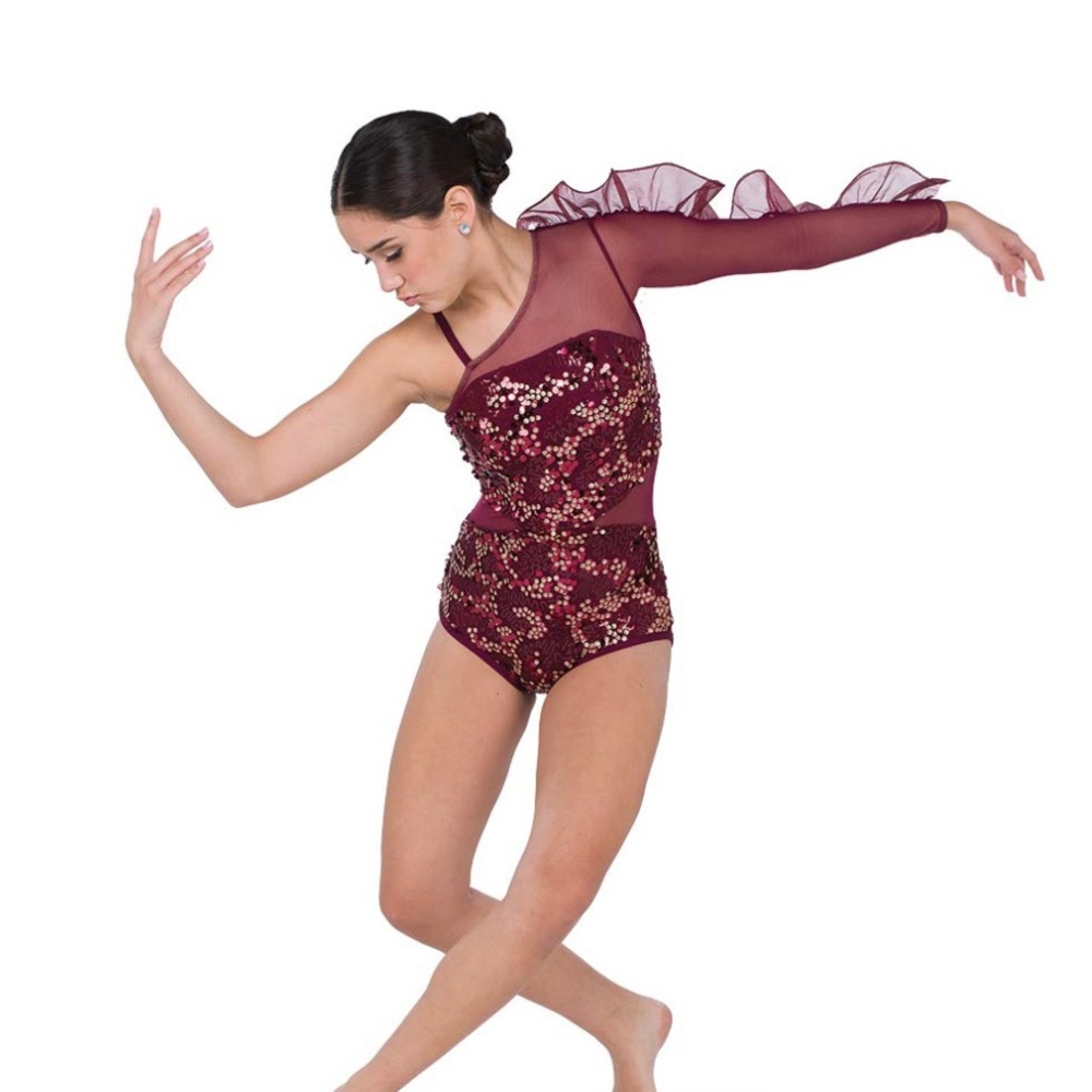 A Wish Come True Burgundy Sequin Dance Costume